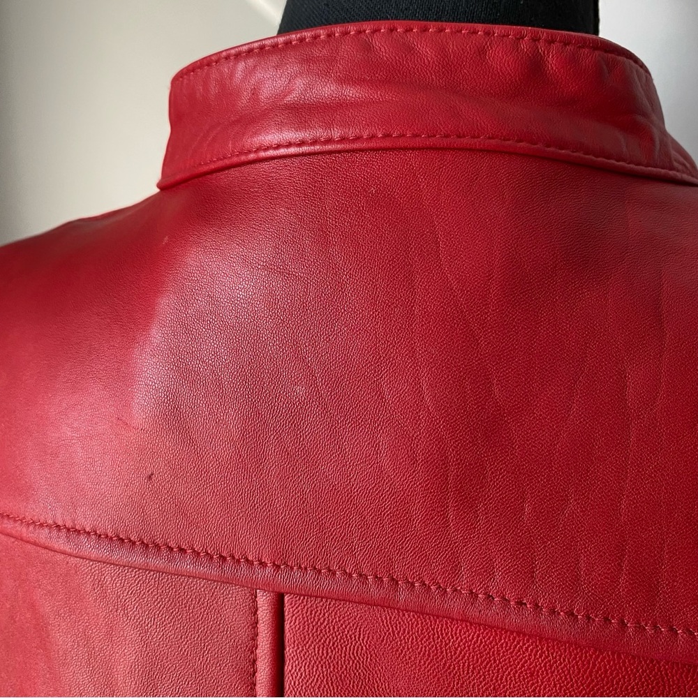 Women's Kathy Ireland Extra Large Genuine Leather Red Leather Jacket - Picture 14 of 16